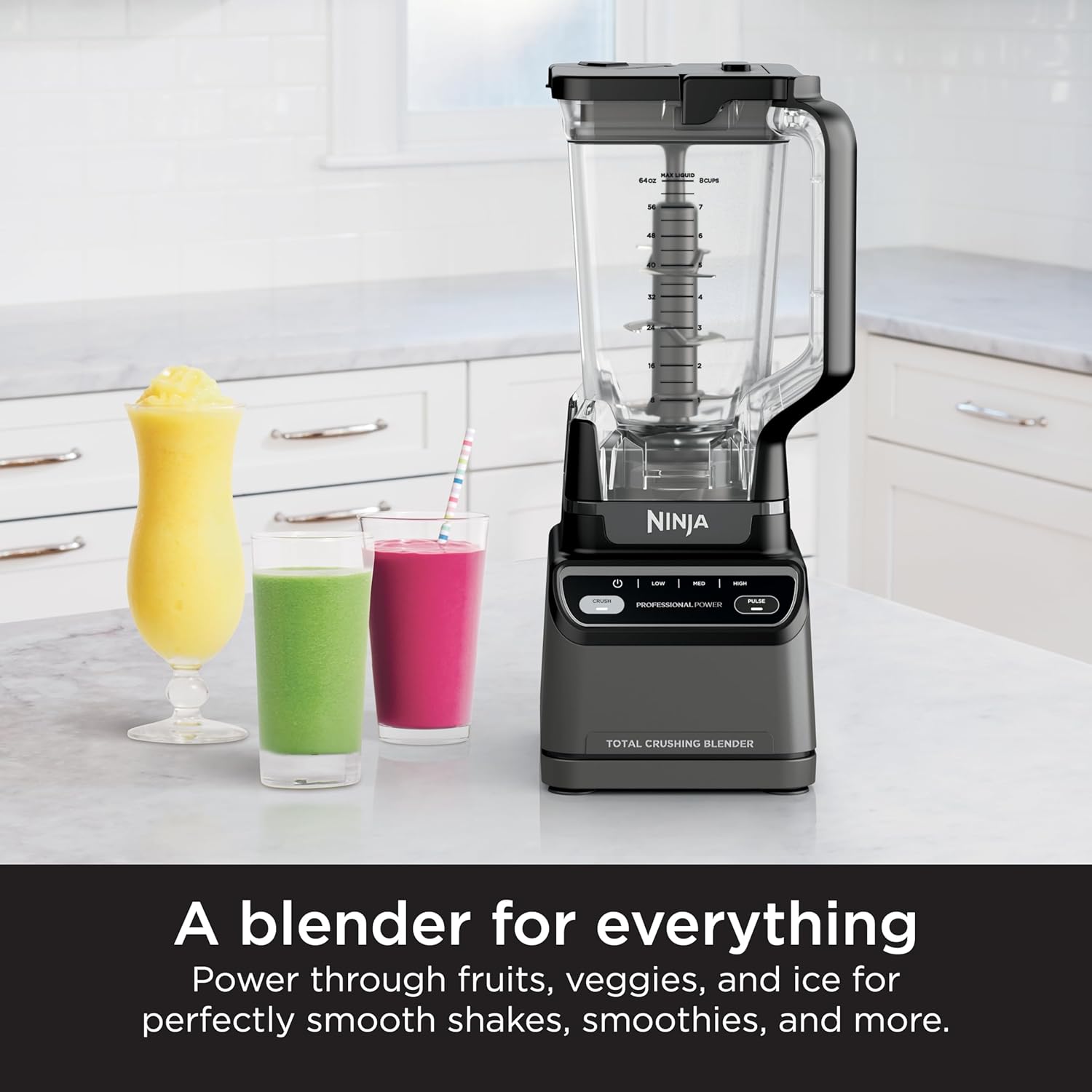 Ninja BR201AMZ Professional Blender 2.0, 1200 Watts, Auto-iQ Program, Total Crushing Blades, 72-oz. Pitcher, 4 Manual Speeds for Smoothies, Shakes, and Frozen Drinks, Dishwasher-Safe Parts, Dark Grey - Image 2