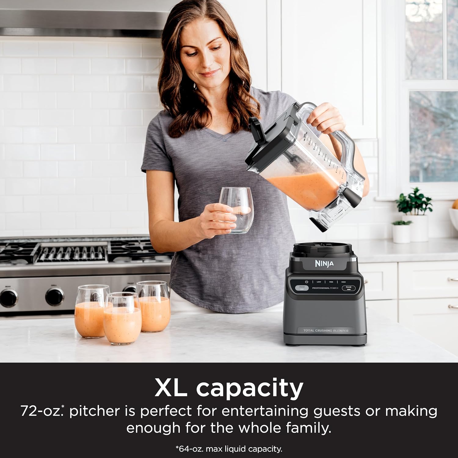 Ninja BR201AMZ Professional Blender 2.0, 1200 Watts, Auto-iQ Program, Total Crushing Blades, 72-oz. Pitcher, 4 Manual Speeds for Smoothies, Shakes, and Frozen Drinks, Dishwasher-Safe Parts, Dark Grey - Image 4