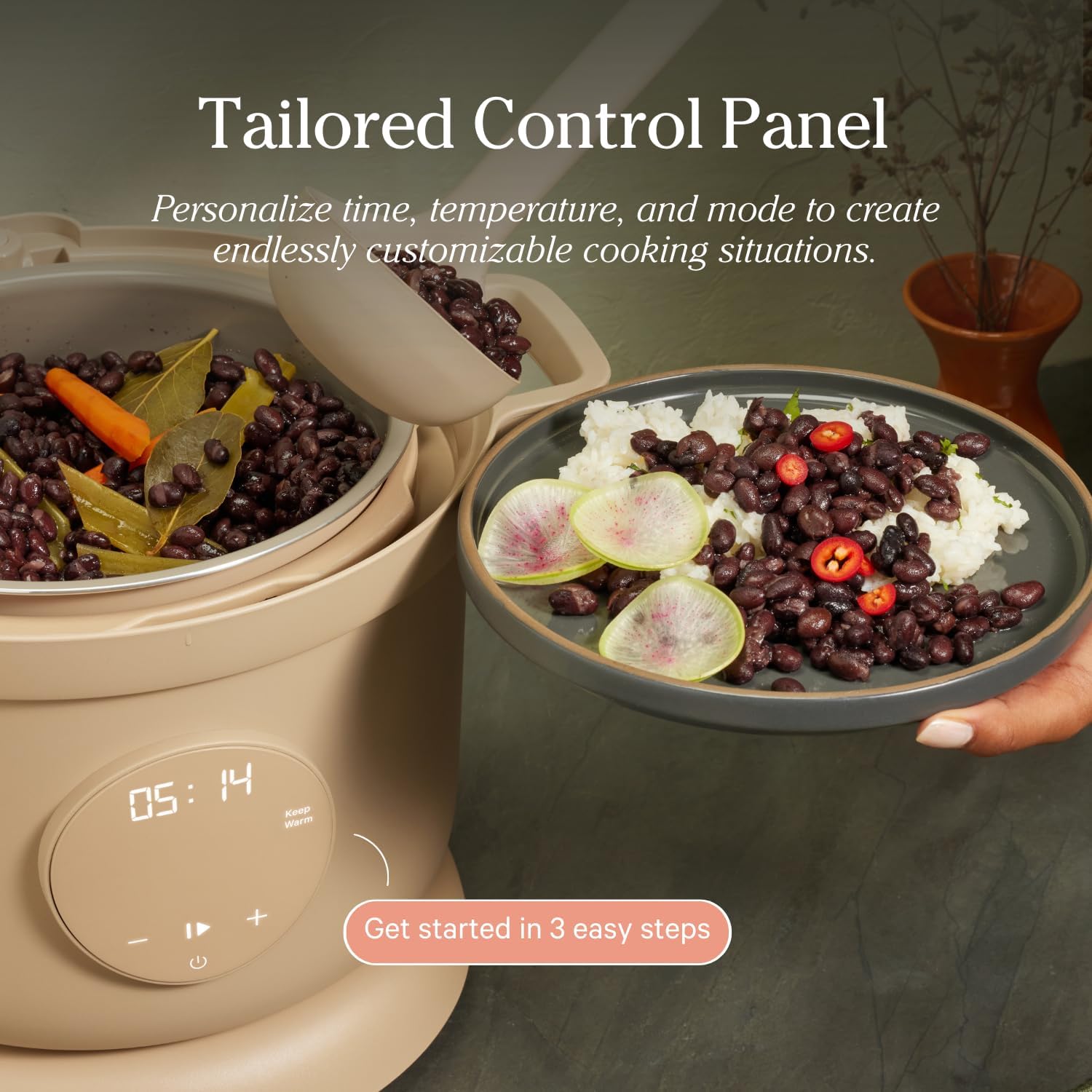 Our Place Dream Cooker | 6-quart Multicooker | 4 Versatile Modes | Pressure Cook, Slow Cook, Sear & Saute, Keep Warm | Hands-Free Steam Release | Tailored Control Panel | Spice - Image 4