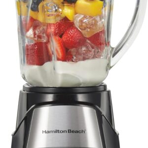 Hamilton Beach Power Elite Wave Action Blender For Smoothies, 40 Oz Glass Jar, 12 Functions Including Puree, Crush Ice, Black, 700 Watts, Black (58148A)