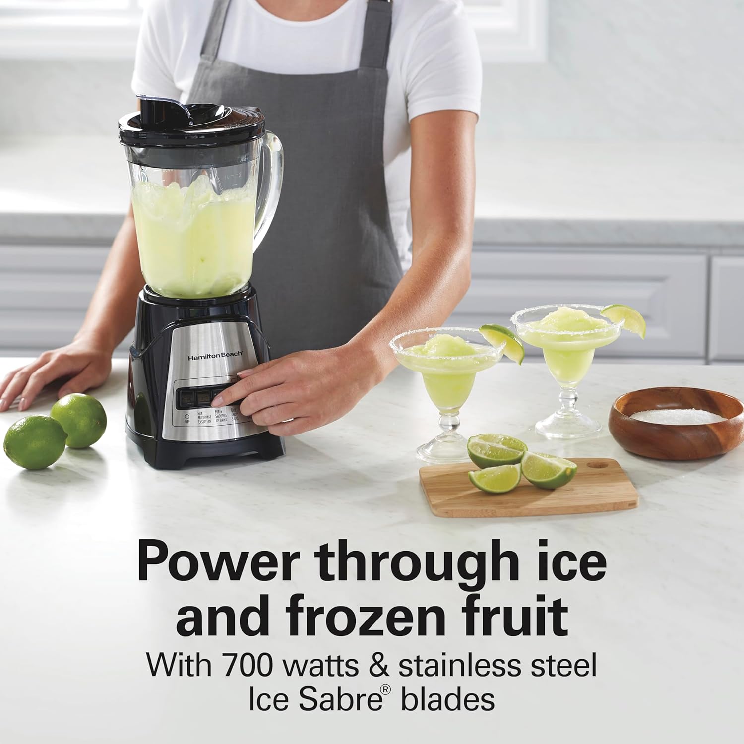 Hamilton Beach Power Elite Wave Action Blender For Smoothies, 40 Oz Glass Jar, 12 Functions Including Puree, Crush Ice, Black, 700 Watts, Black (58148A) - Image 2