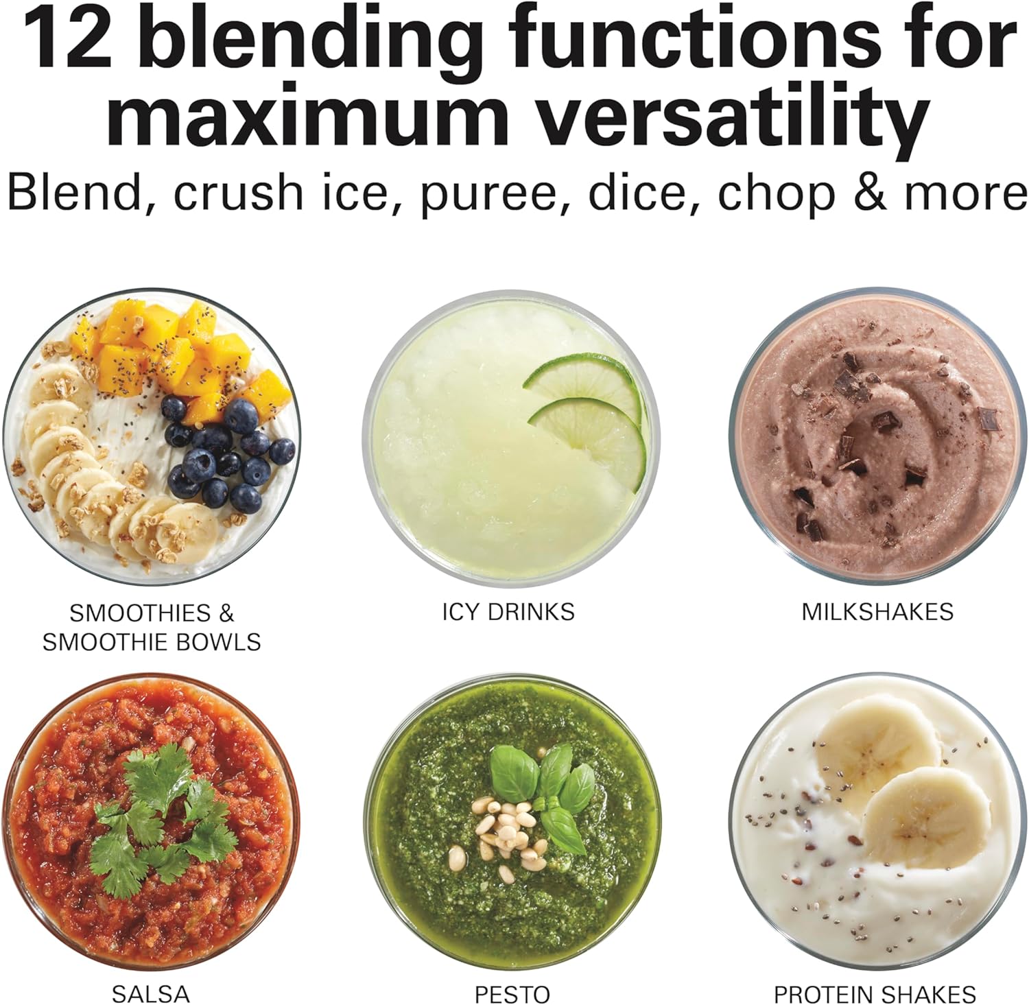 Hamilton Beach Power Elite Wave Action Blender For Smoothies, 40 Oz Glass Jar, 12 Functions Including Puree, Crush Ice, Black, 700 Watts, Black (58148A) - Image 6