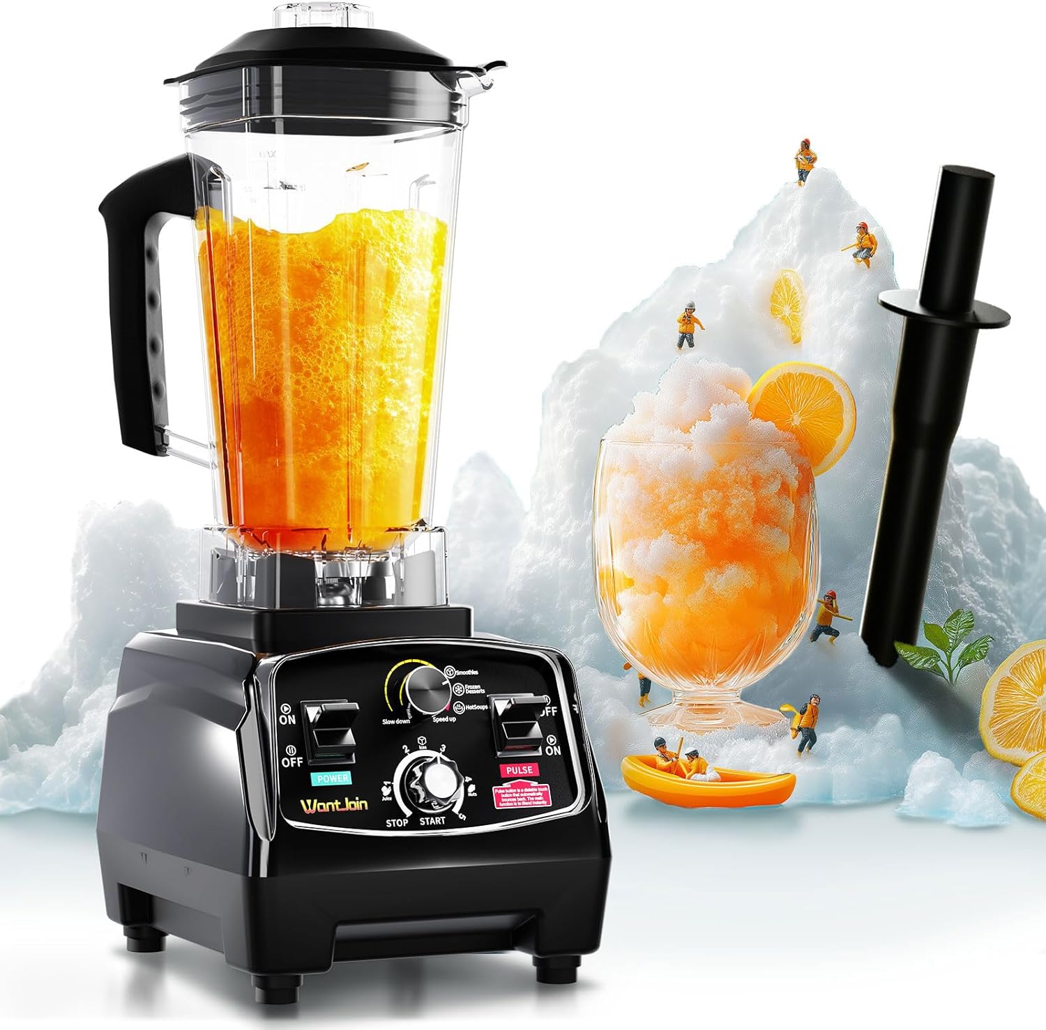 WantJoin Professional Blender, ETL listed 68oz Commercial Blender for kitchen Max 1800W High Power Home and Commercial with Timer, Smoothie Maker 2200ml for Crushing Ice, Frozen Dessert, Soup,fish - Image 2