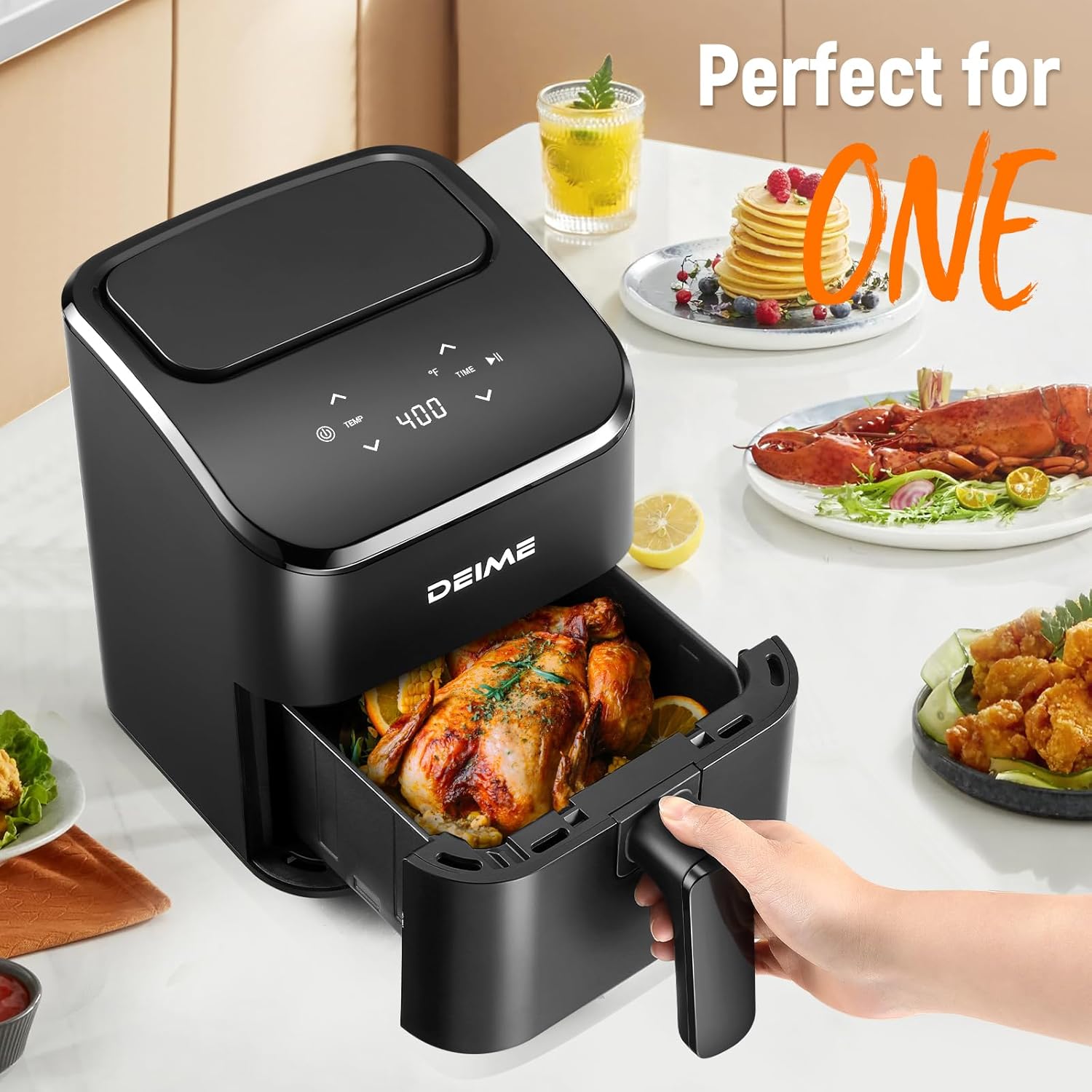 DEIME Air Fryer, Small Digital 2.8 Qt Airfryer Space Saving Compact, Bake, Reheat, Roasts for Quick Easy Meals, Mini Compact & Quiet, Nonstick & Dishwasher Safe Basket (Black) - Image 2