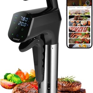 Sous Vide Cooker 2.4G WIFI, Sous Vide Machine with 30 Preset Recipes on APP & Calibration Function, 1100W Ultra-Quiet Immersion Circulator, Accurate Temperature and Time, Fast-Heating with Timer