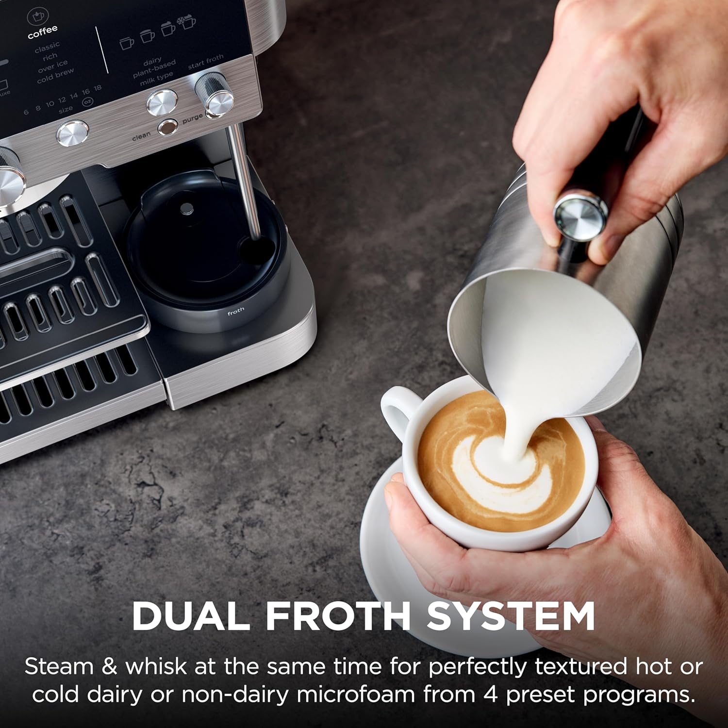 Ninja Luxe Café 3-in-1 Espresso, Drip Coffee and Cold Brew Machine | Intergrated Coffee Grinder, Milk Frother, Assisted Tamper & Built-In Espresso Accessory Storage | Stainless Steel | ES601 - Image 7