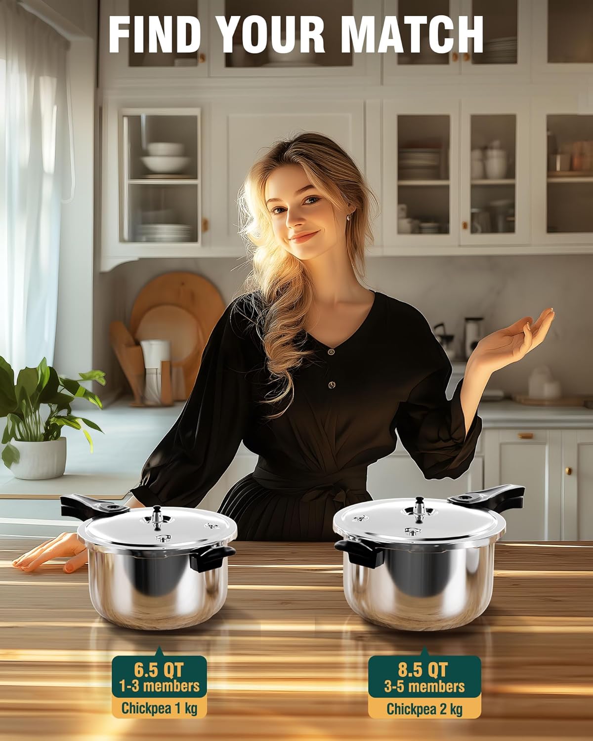 WantJoin Pressure Cooker Stainless Steel 6.5 Qt, Commercial Stove Top Pressure Cooker Pot Used for Pressure Foodie or Steaming, Compatible with Gas & Induction Cooker - Image 7