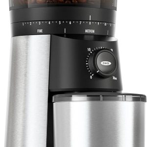 OXO Brew Conical Burr Coffee Grinder - Silver, Stainless Steel Burrs, One-Touch Automatic Smart Grind