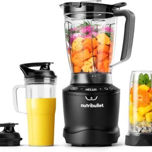 nutribullet® SmartSense Blender Combo, 1400W, 64oz Pitcher, 32oz & 24oz Cups, 5-Speed, Smoothies, Ice and Frozen Fruit, Nut Milk, Soup, Matte Black, NBF50700AK