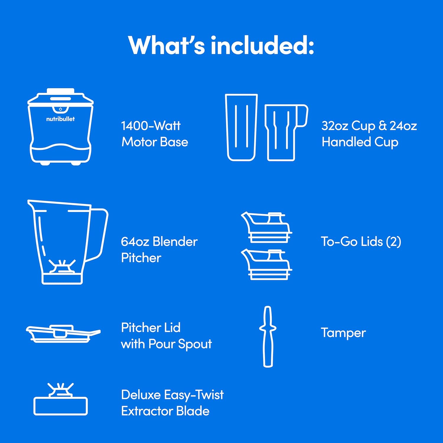 nutribullet® SmartSense Blender Combo, 1400W, 64oz Pitcher, 32oz & 24oz Cups, 5-Speed, Smoothies, Ice and Frozen Fruit, Nut Milk, Soup, Matte Black, NBF50700AK - Image 12