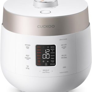 CUCKOO Twin Pressure Rice Cooker 10-Cup Uncooked / 20-Cup Cooked with Nonstick Inner Pot, Large Rice Maker & Warmer with 16 Menu Options, Open Cooking Mode, Voice Guide, White (CRP-ST1009FW)