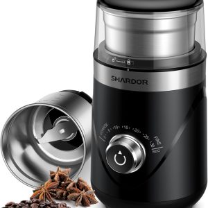 SHARDOR Upgraded Adjustable Coffee Grinder Electric, Herb/Spice, Espresso with 1 Removable Stainless Steel Bowl, Black
