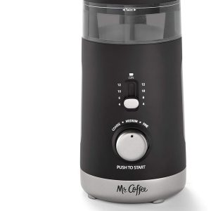 Mr. Coffee Automatic Coffee Grinder with 5 Presets, 12 Cup Capacity, Black – Ideal for Home Use and Espresso Lovers