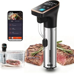 1300W Sous Vide Precision Cooker Machines(2.4G WIFI), IPX7 Full Waterproof Immersion Circulator, New Quiet Brushless Motor, 6 One-Touch Presets, Effortless Gourmet Meals
