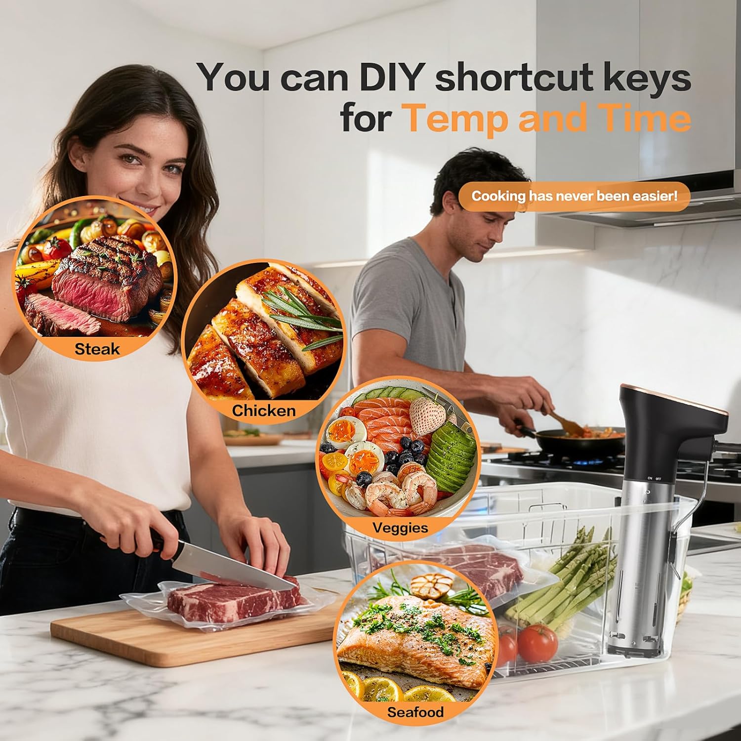 1300W Sous Vide Precision Cooker Machines(2.4G WIFI), IPX7 Full Waterproof Immersion Circulator, New Quiet Brushless Motor, 6 One-Touch Presets, Effortless Gourmet Meals - Image 7