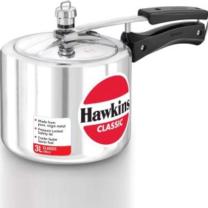 Hawkins Aluminium 3 Litre Classic Pressure Cooker, Tall Design Inner Lid Cooker, Best Cooker, Silver (Cl3T)