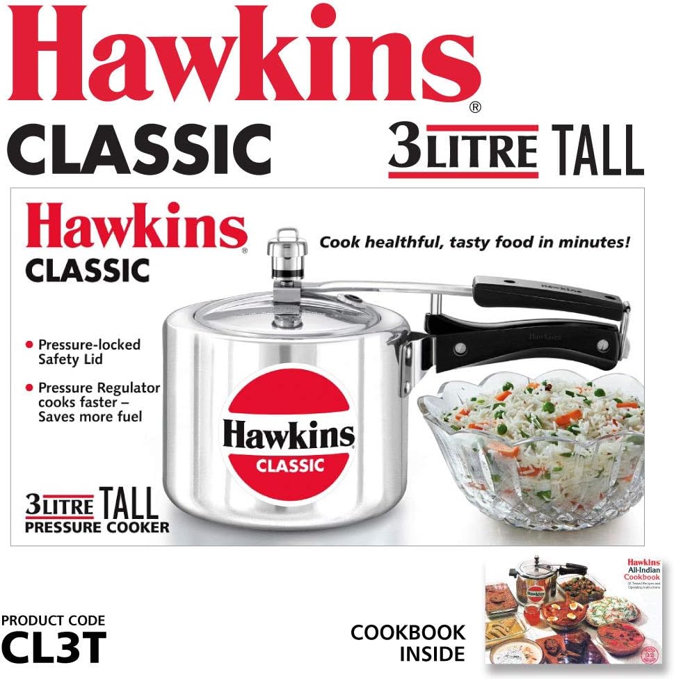 Hawkins Aluminium 3 Litre Classic Pressure Cooker, Tall Design Inner Lid Cooker, Best Cooker, Silver (Cl3T) - Image 2