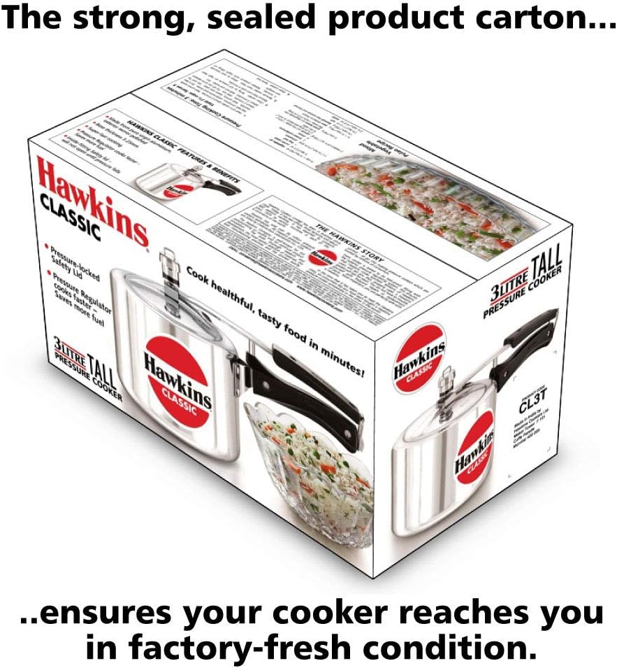 Hawkins Aluminium 3 Litre Classic Pressure Cooker, Tall Design Inner Lid Cooker, Best Cooker, Silver (Cl3T) - Image 4