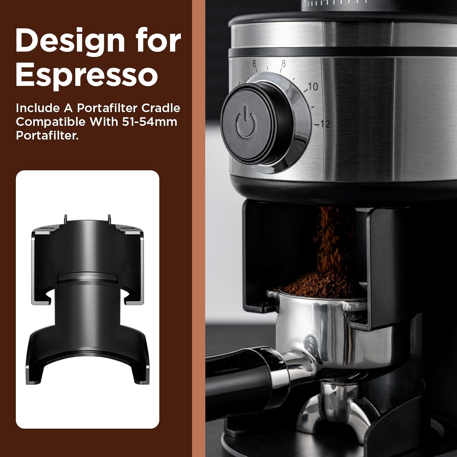 Burr Coffee Grinder, Electric Conical Coffee Bean Grinder With 30 Adjustable Grind Settings For 2-12 Cups, Sliver & Black - Image 5