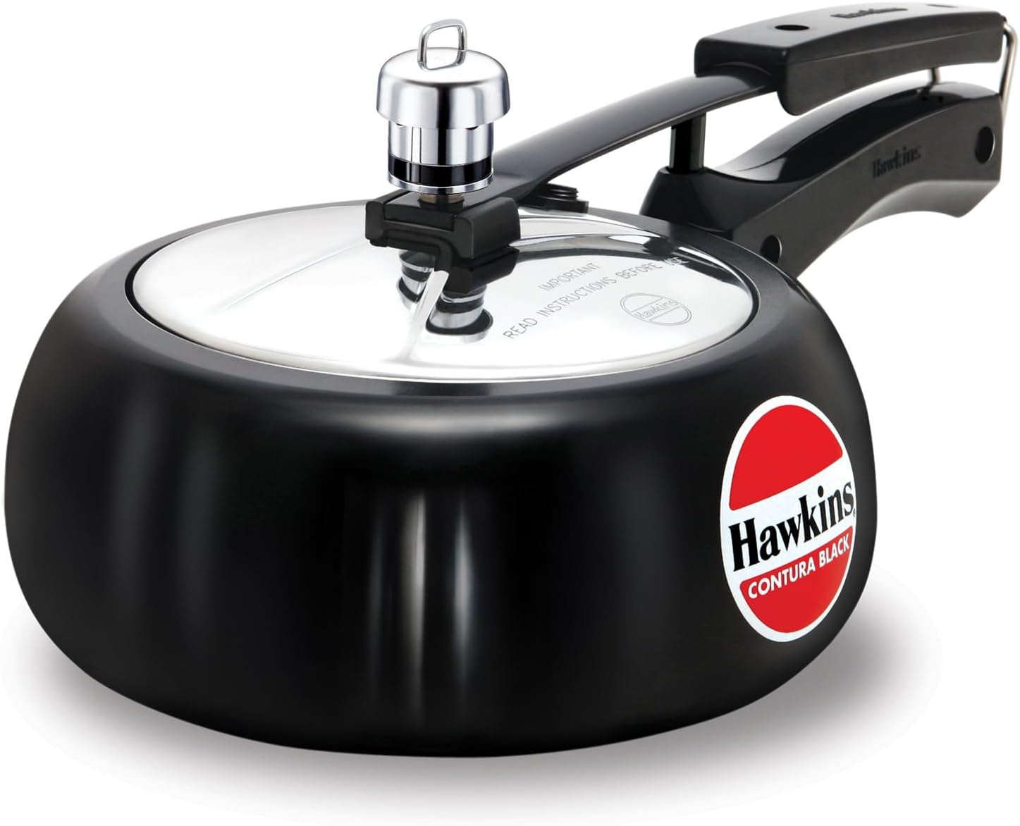 Hawkins 2 Litre Contura Black Pressure Cooker, Hard Anodised Inner Lid Cooker, Handi Cooker, Small Cooker, Black (CB20)
