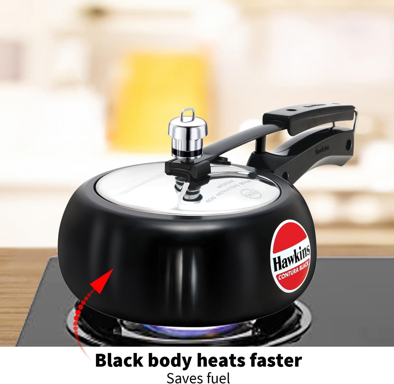 Hawkins 2 Litre Contura Black Pressure Cooker, Hard Anodised Inner Lid Cooker, Handi Cooker, Small Cooker, Black (CB20) - Image 4