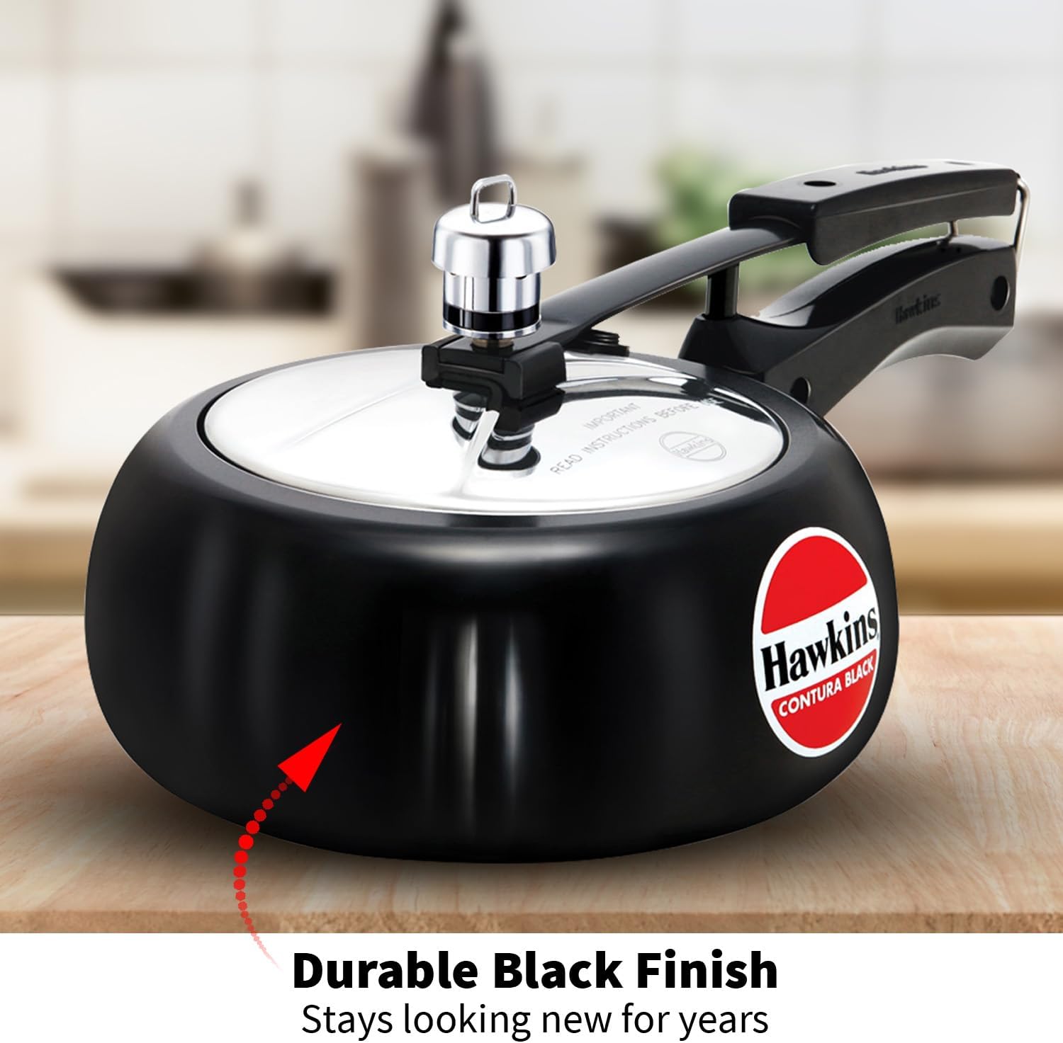 Hawkins 2 Litre Contura Black Pressure Cooker, Hard Anodised Inner Lid Cooker, Handi Cooker, Small Cooker, Black (CB20) - Image 6