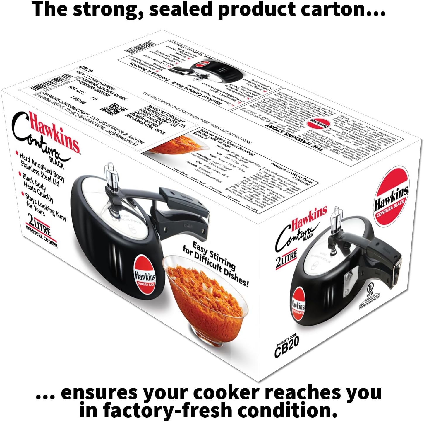 Hawkins 2 Litre Contura Black Pressure Cooker, Hard Anodised Inner Lid Cooker, Handi Cooker, Small Cooker, Black (CB20) - Image 10