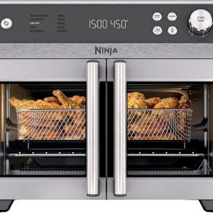 Ninja | French Door Premier | Air Fryer, Convection Oven, Toaster | 5-qt Air Fry Basket, Sheet Pan, Wire Rack, Broil Rack | PFAS-free Cooking Surface, Dishwasher-safe Accessories | FO101 (NEW)