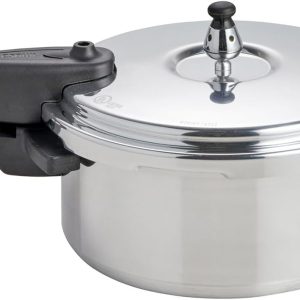 IMUSA 4.2 Quart Stovetop Aluminum Presure Cooker with safety valves for risk-free opening