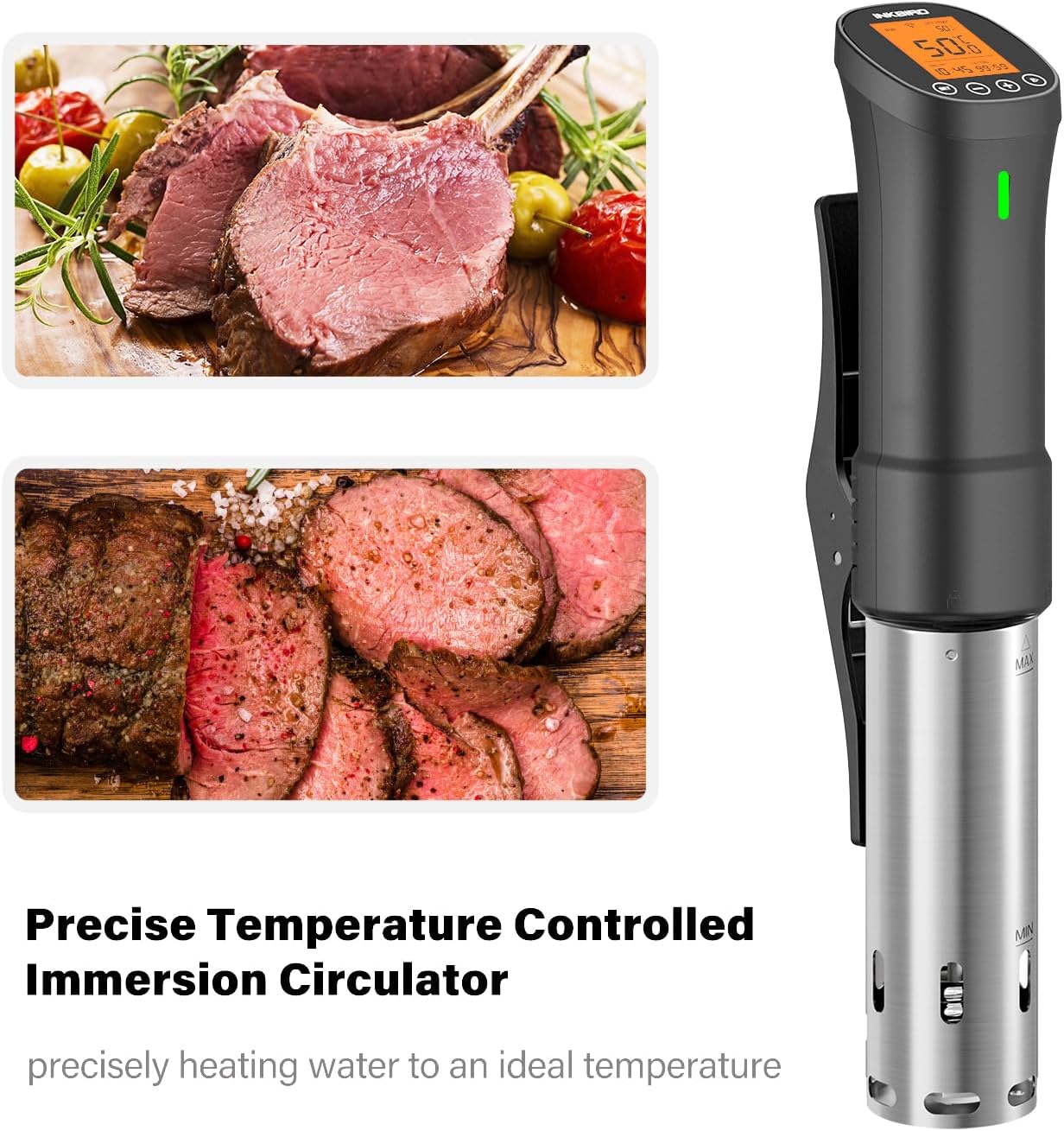 INKBIRD Wifi Sous Vide Cooker, 1000W Sous Vide Machine, Remote Control Immersion Circulator with APP Recipes Timer Alarm Mobile Notification 3D Water Heating Ultra-Quiet - Image 7