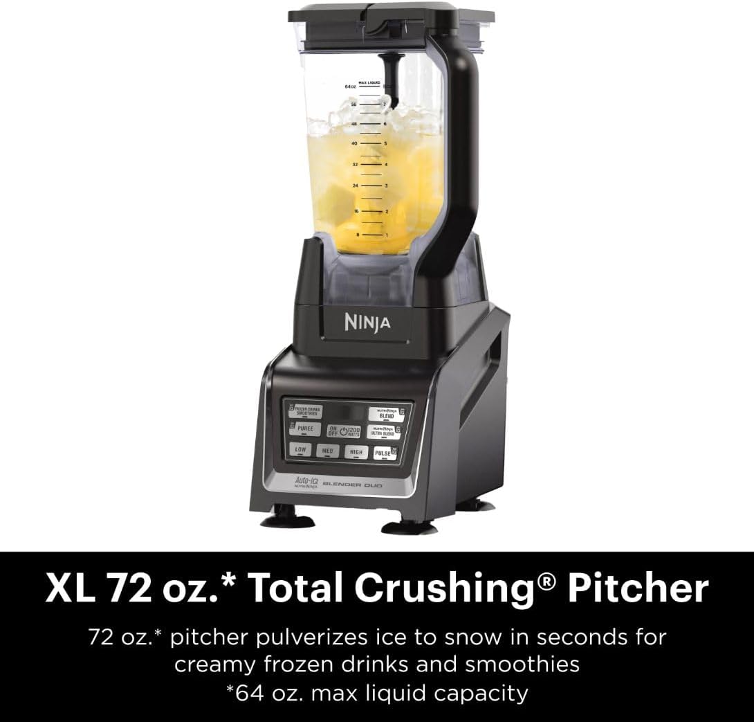 Ninja BL642 Nutri Ninja Personal & Countertop Blender with 1200W Auto-iQ Base, 72 oz. Pitcher, and 18, 24, & 32 oz. To-Go Cups with Spout Lids, For Smoothies, Shakes & More, Dishwasher Safe, Black - Image 3