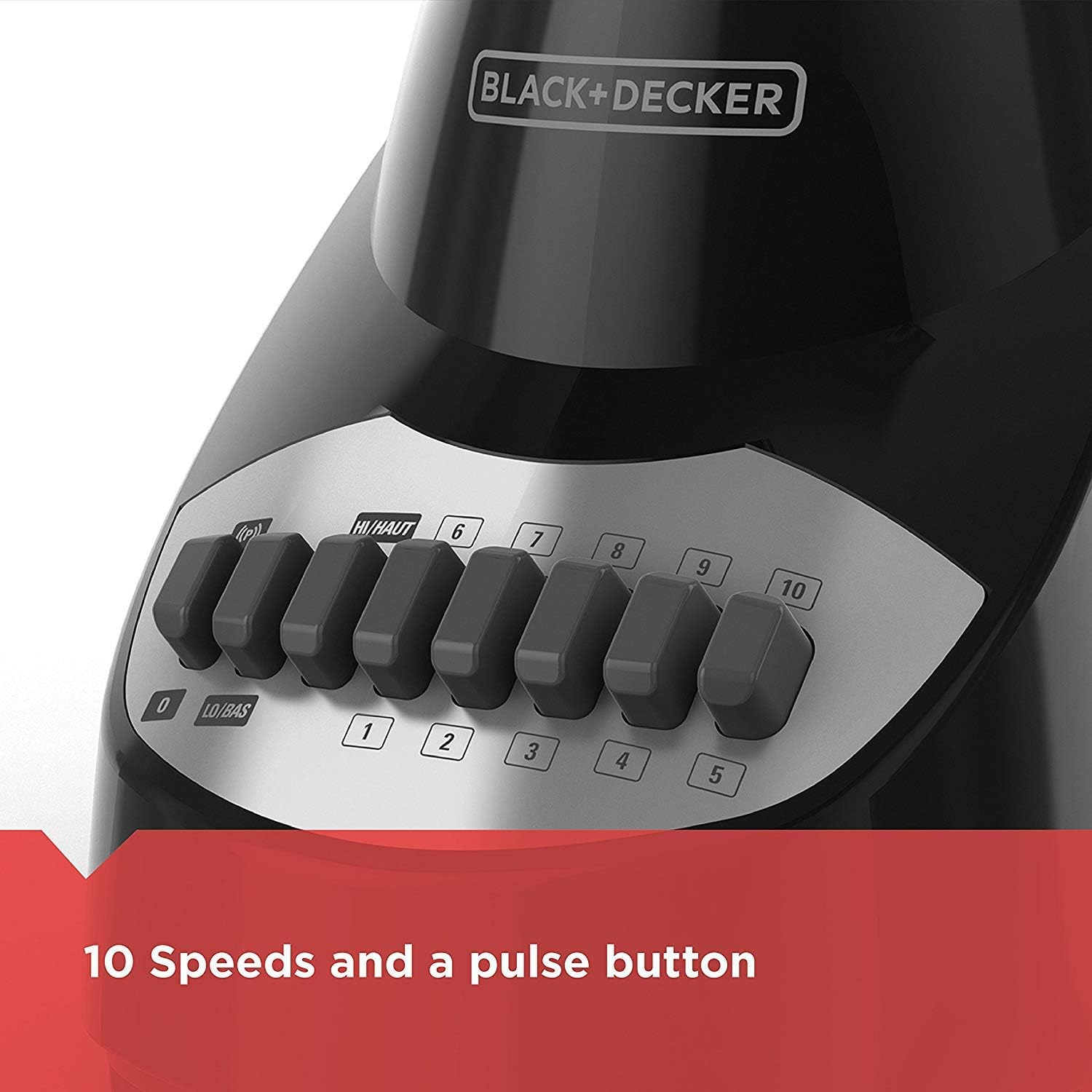 BLACK+DECKER Countertop Blender with 6-Cup Glass Jar, 10-Speed Settings, Black, BL2010BG - Image 4