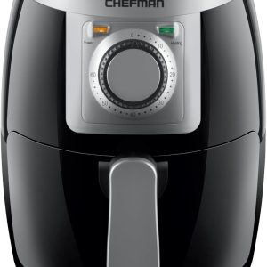 CHEFMAN Small, Compact Air Fryer Healthy Cooking, 2 Qt, Nonstick, User Friendly and Adjustable Temperature Control w/ 60 Minute Timer & Auto Shutoff, Dishwasher Safe Basket, BPA - Free, Black