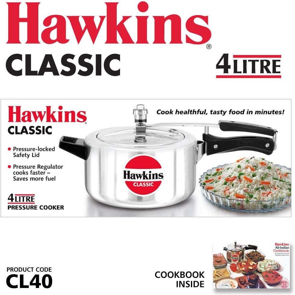 Hawkins 4 Litre Classic Pressure Cooker, Best Inner Lid Cooker, Silver (CL40) - Image 2