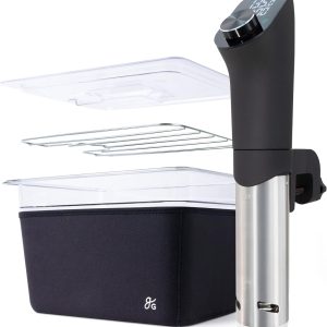 Greater Goods Pro Sous Vide Kit - An 1100 Watt, Powerful, Precise Sous Vide Cooker and Premium, Plastic Container with Sous Vide Rack, Lid, and Neoprene Sleeve | Designed in St. Louis