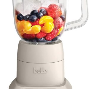 bella 10 Speed Countertop Blender, Juicer & Smoothie Maker, Fits-anywhere™ Kitchenware, Slim Flip & Store Design, Dishwasher Safe 48oz Capacity Pitcher & Lid, Stainless Steel Blade, 450 Watt, Oatmilk