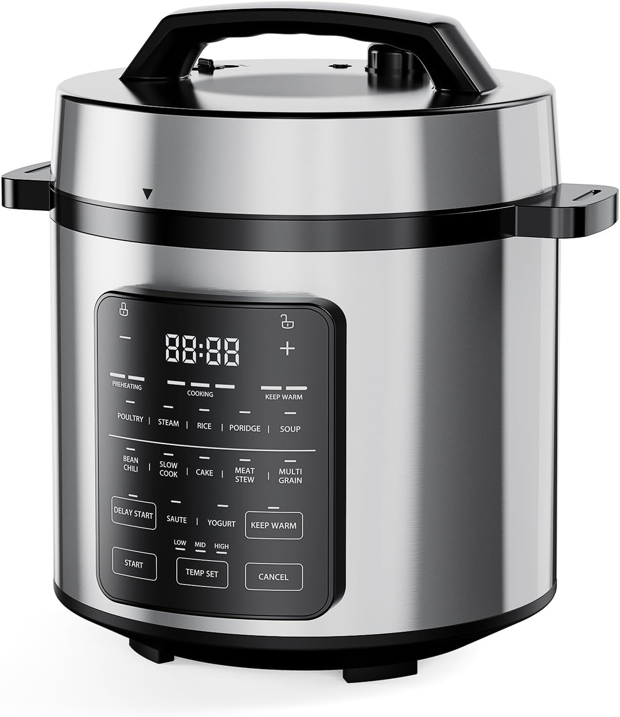 DUMOS 12-in-1 Electric Pressure Cooker 6 QT Stainless Steel Multi Cooker Electric for Pressure, Rice, Steamer, Yogurt Maker, Slow Cook,Meat Stew, Cake, Porridge, Multigrain, Sliver