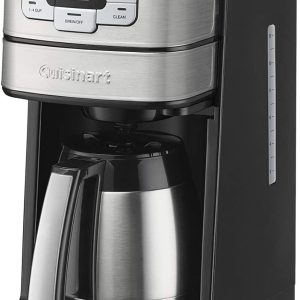 Cuisinart Automatic Grind & Brew 10-Cup Coffee Maker with Blade Grinder, Programmable Coffee Machine Glass Carafe with 1-4 Cup Setting, Brew Pause, Grind-Off Option, DGB-450NAS, Black/Stainless Steel
