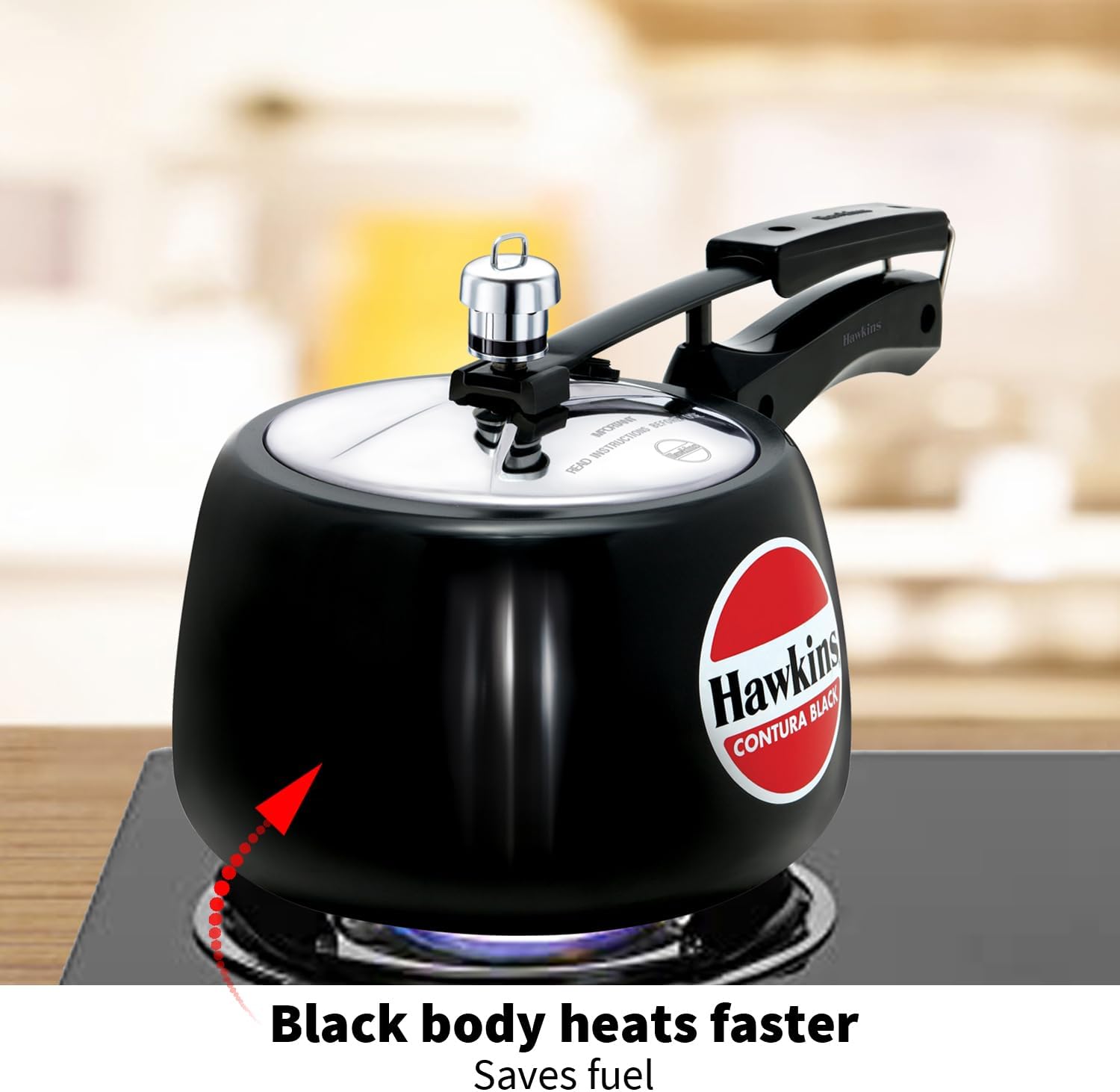 Hawkins 3 Litre Contura Black Pressure Cooker, Hard Anodised Inner Lid Cooker, Handi Cooker, Black (CB30) - Image 4