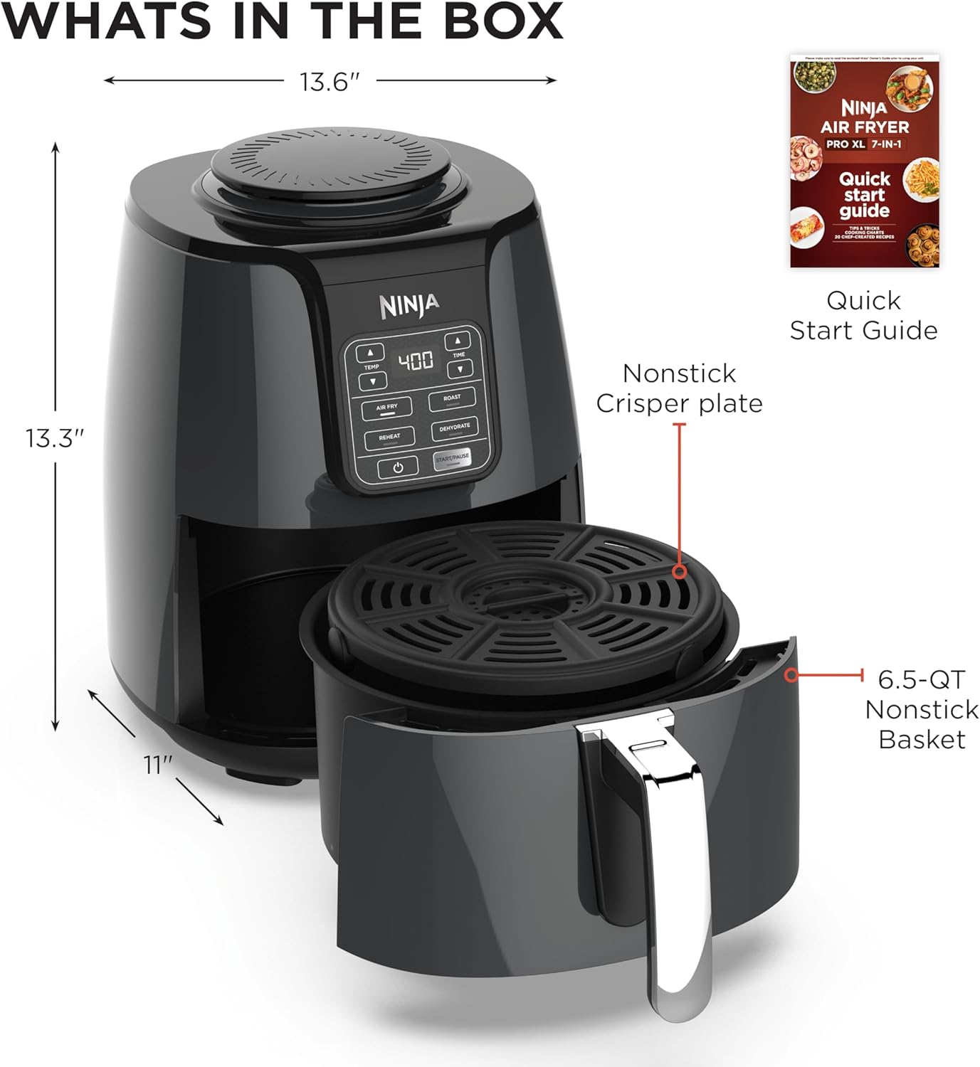 Ninja | Air Fryer | 4 QT Capacity | 4-in1 Roast, Crisp, Roast, Reheats, & Dehydrates | Dishwasher Safe Parts | Includes 20 Easy & Healthy Recipes | Compact | Grey | AF101 - Image 7