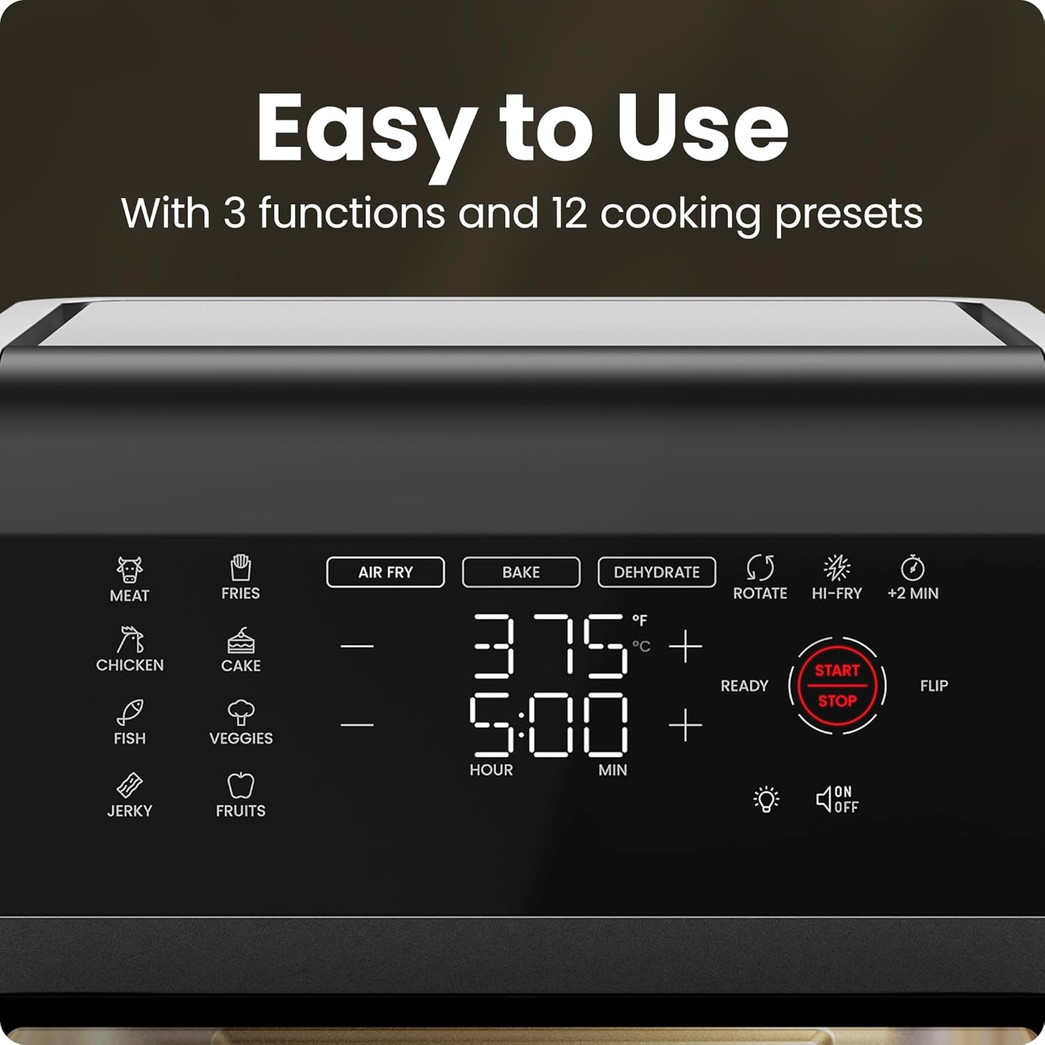 Chefman 12-Quart 6-in-1 Air Fryer Oven with Digital Timer, Touchscreen, and 12 Presets - Family Size Countertop Convection Oven, Dishwasher-Safe Parts - Image 5