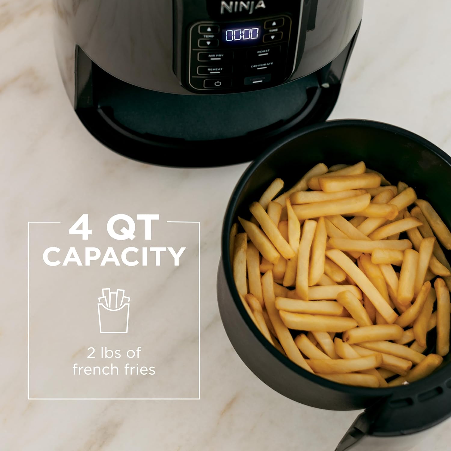 Ninja | Air Fryer | 4 QT Capacity | 4-in1 Roast, Crisp, Roast, Reheats, & Dehydrates | Dishwasher Safe Parts | Includes 20 Easy & Healthy Recipes | Compact | Grey | AF101 - Image 2