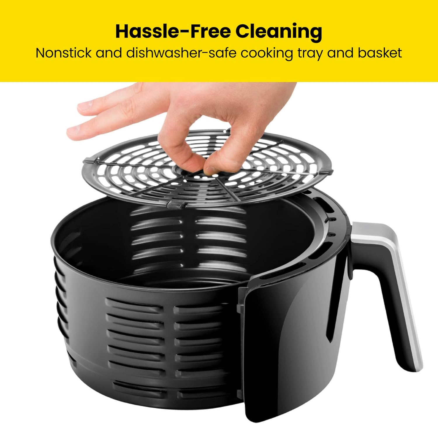 CHEFMAN Small, Compact Air Fryer Healthy Cooking, 2 Qt, Nonstick, User Friendly and Adjustable Temperature Control w/ 60 Minute Timer & Auto Shutoff, Dishwasher Safe Basket, BPA - Free, Black - Image 5