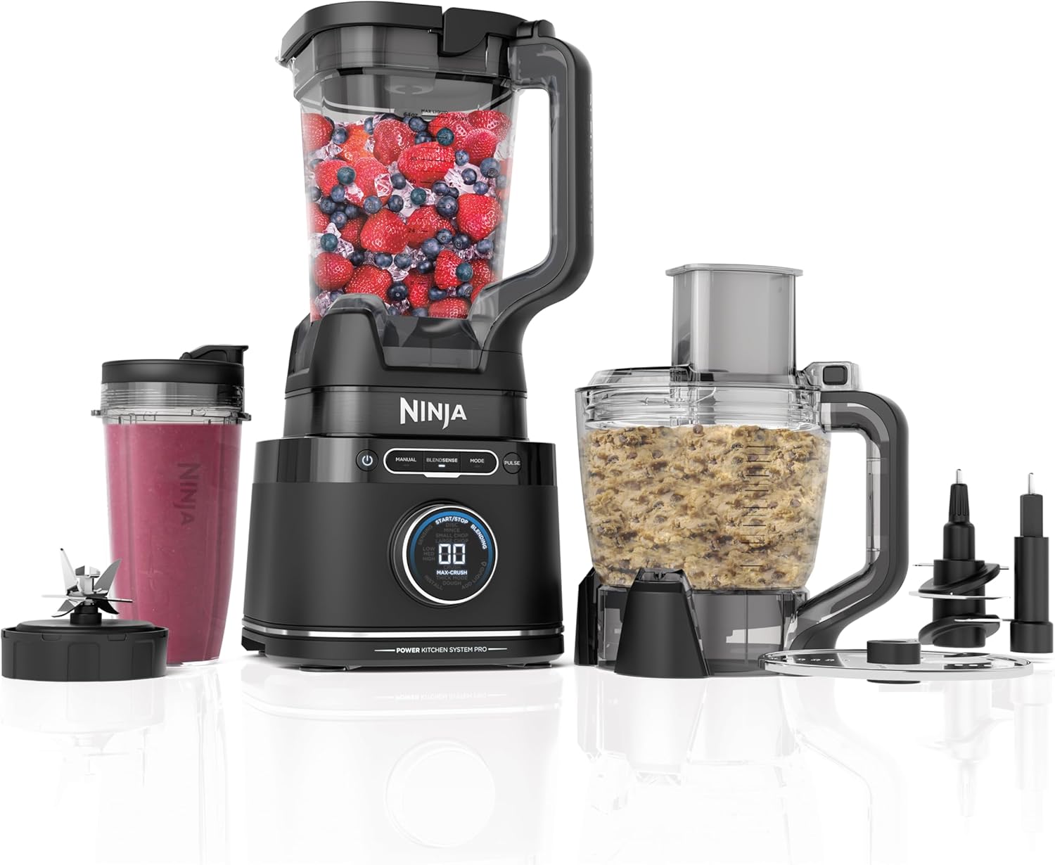 Ninja | All-in-One Blender and Food Processor | Best for Smoothies, Cookie Dough, Salsas, Cole Slaw and More | BlendSense Intelligence for Perfectly Smooth Results | 1800 Watt | Black | TB401