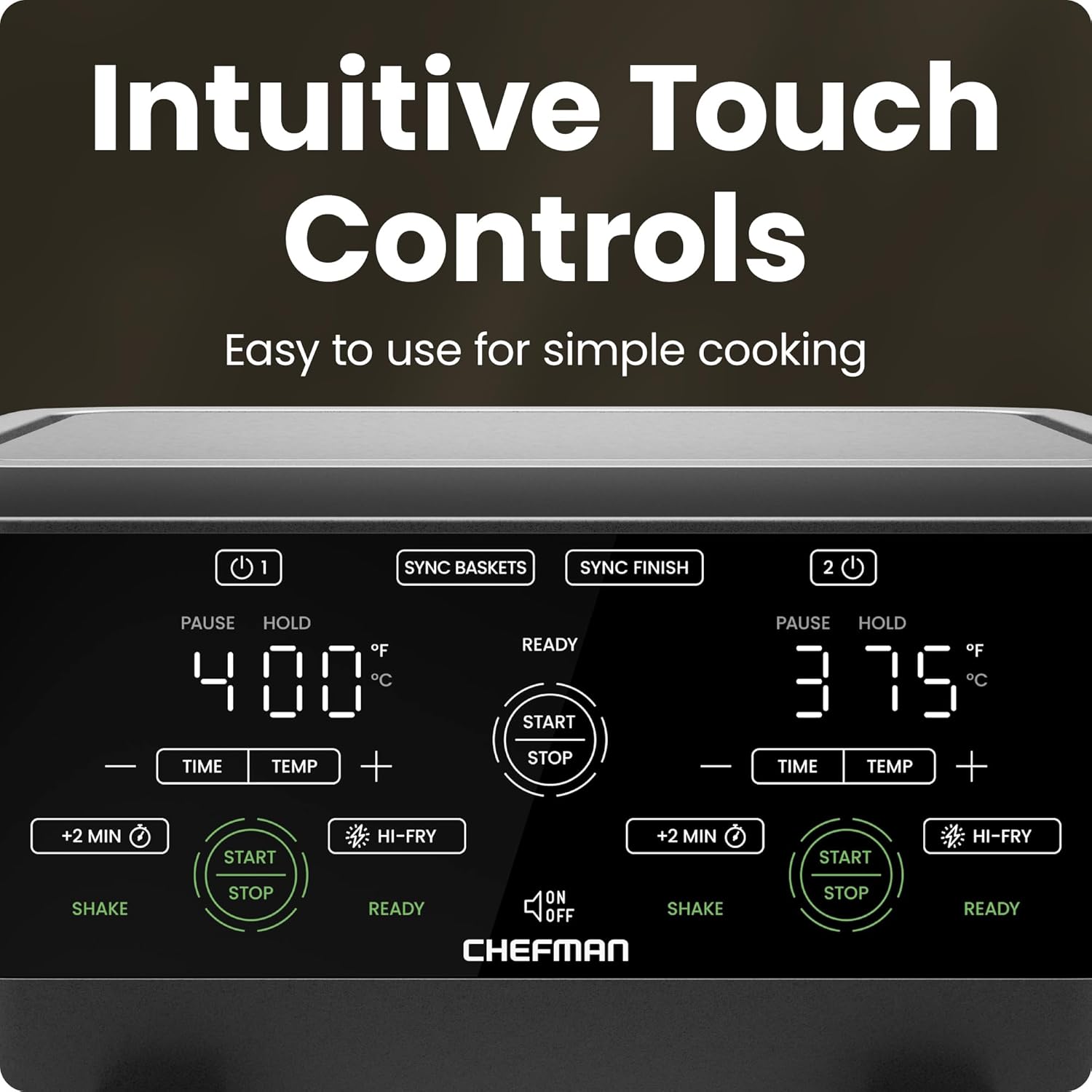 CHEFMAN 6 Quart Dual Basket Air Fryer Oven with Easy View Windows, Sync Finish, Hi-Fry, Auto Shutoff, 2 Independent 3Qt Nonstick Dishwasher Safe Frying Baskets, Digital Double Air Fryer - Black - Image 6