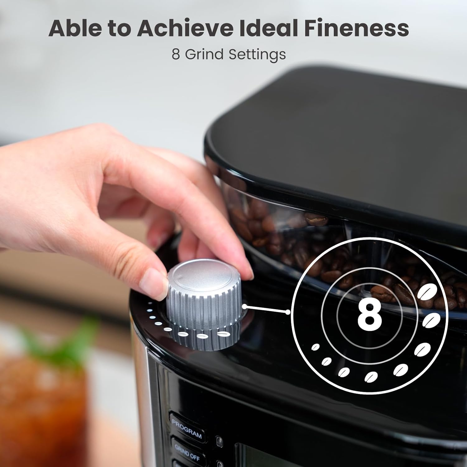 Gevi 10-Cup Drip Coffee Maker with Built-in Grinder, Programmable Brew Coffee Machine with Timer, Reusable Filter, 1.5L Water Tank, Coffee Pot, Warming Plate Burr Grinder Combo - Image 3