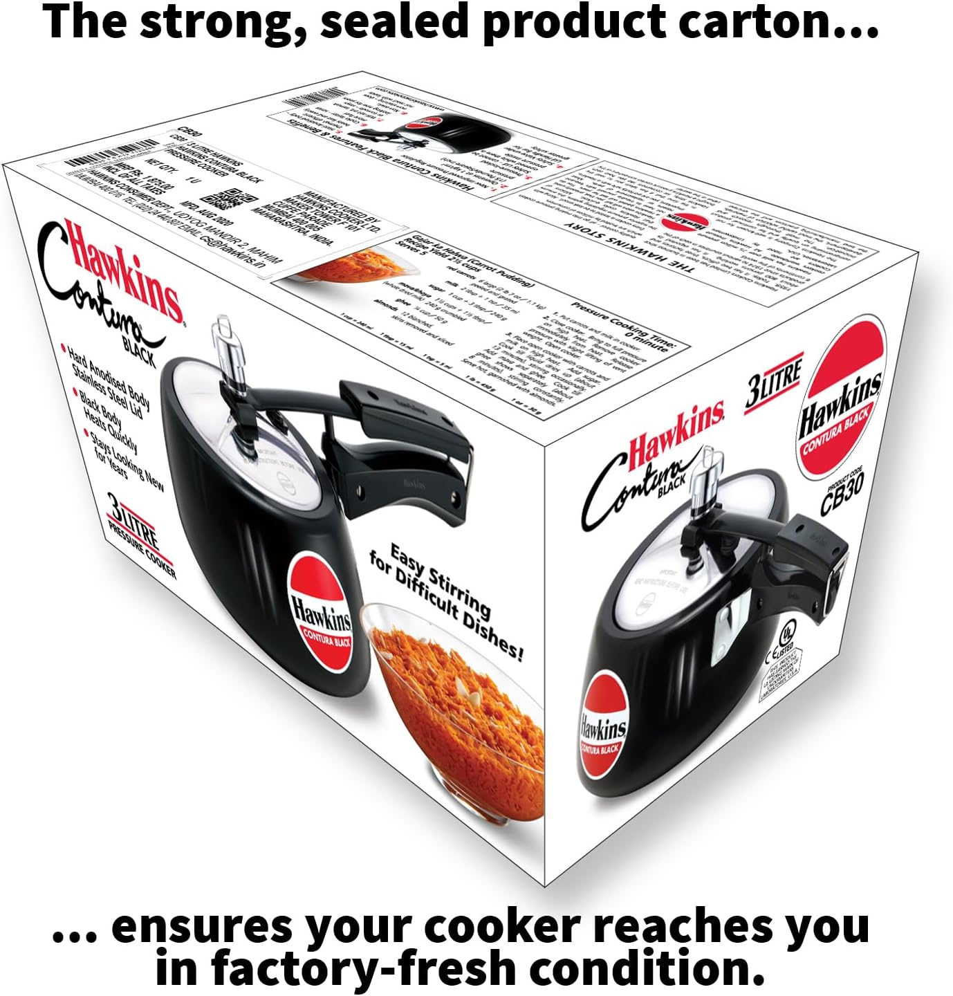 Hawkins 3 Litre Contura Black Pressure Cooker, Hard Anodised Inner Lid Cooker, Handi Cooker, Black (CB30) - Image 10