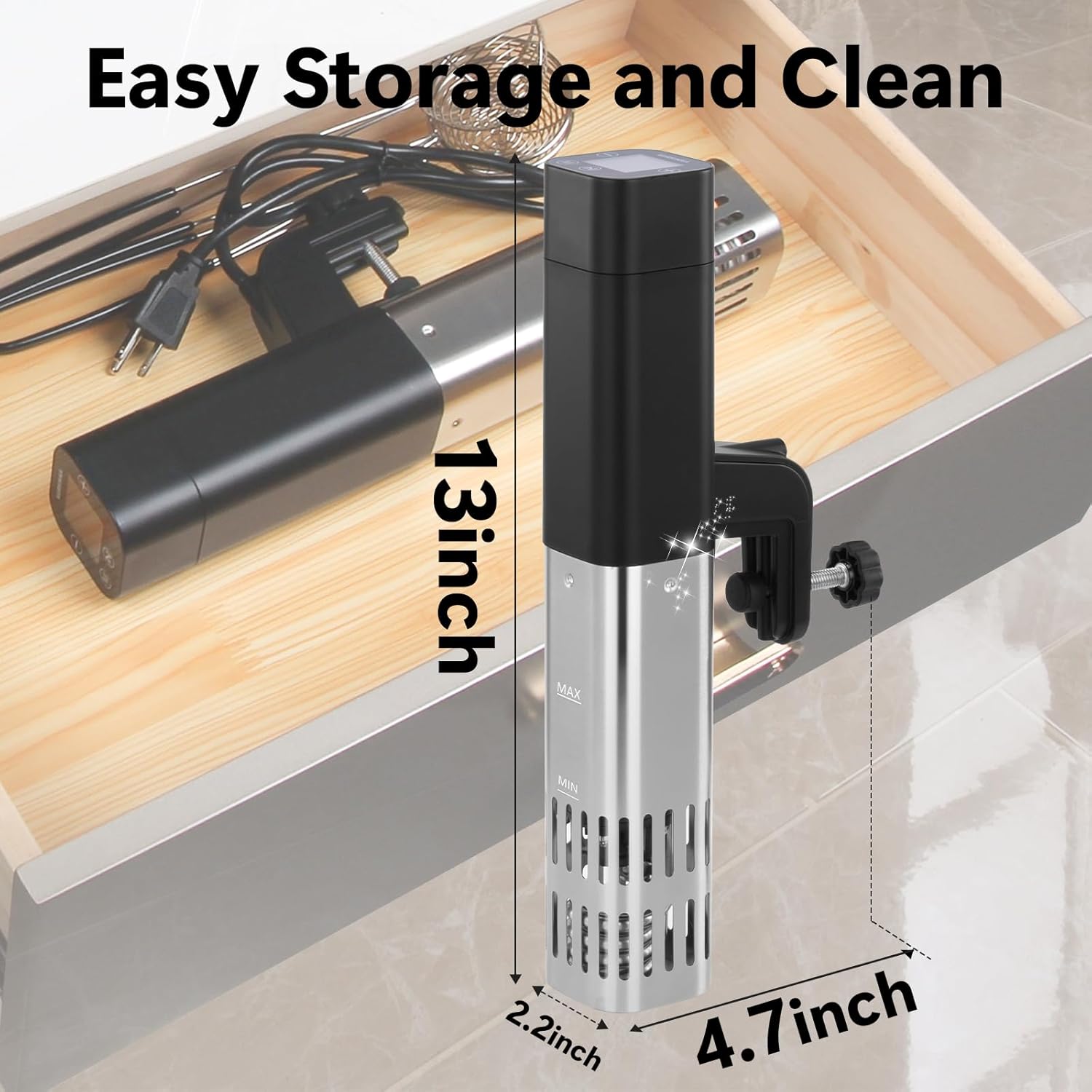 Sous Vide Machine, 1000W Precision Cooker Slow Cooker, 15dB Ultra-Quiet Immersion Circulator With Accurate Temperature Digital Timer, IPX7 Waterproof - Image 6