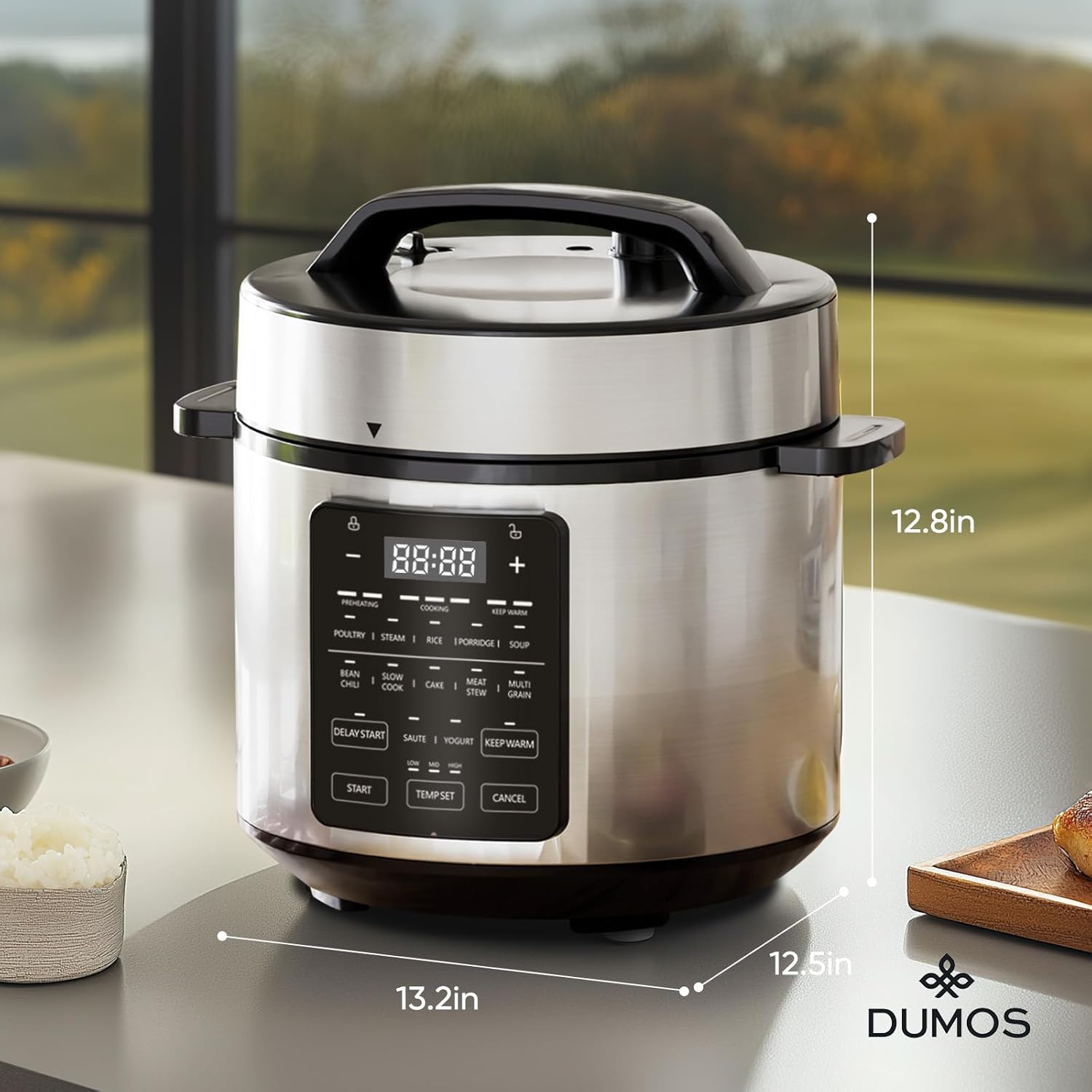 DUMOS 12-in-1 Electric Pressure Cooker 6 QT Stainless Steel Multi Cooker Electric for Pressure, Rice, Steamer, Yogurt Maker, Slow Cook,Meat Stew, Cake, Porridge, Multigrain, Sliver - Image 7