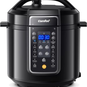 COMFEE’ 9-in-1 Electric Pressure Cooker, 14 Presets Instant Multi Slow Cooker Olla de Presion Non-Stick Pot Rice , Yogurt Maker, Sauté Steamer, Black , 6 Quarts